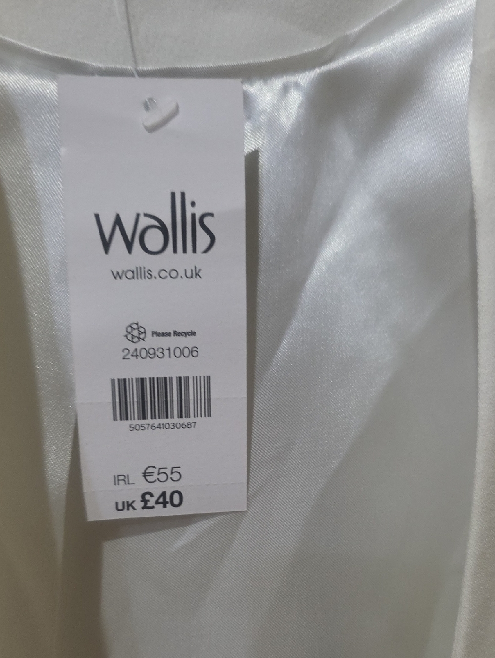 Wallis White Satin-Effect Top with Branded Tag